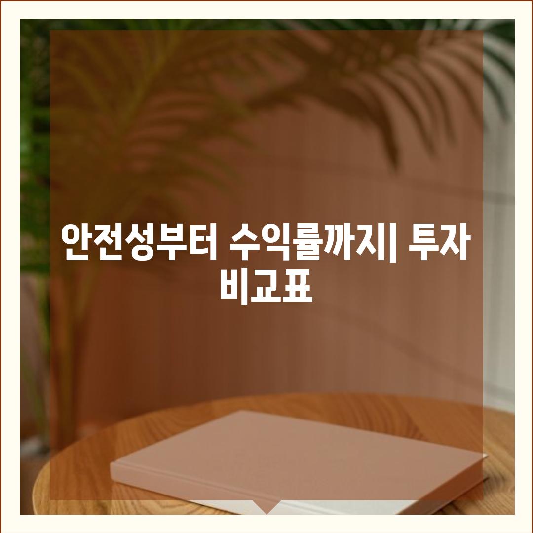 안전성부터 수익률까지| 투자 비교표