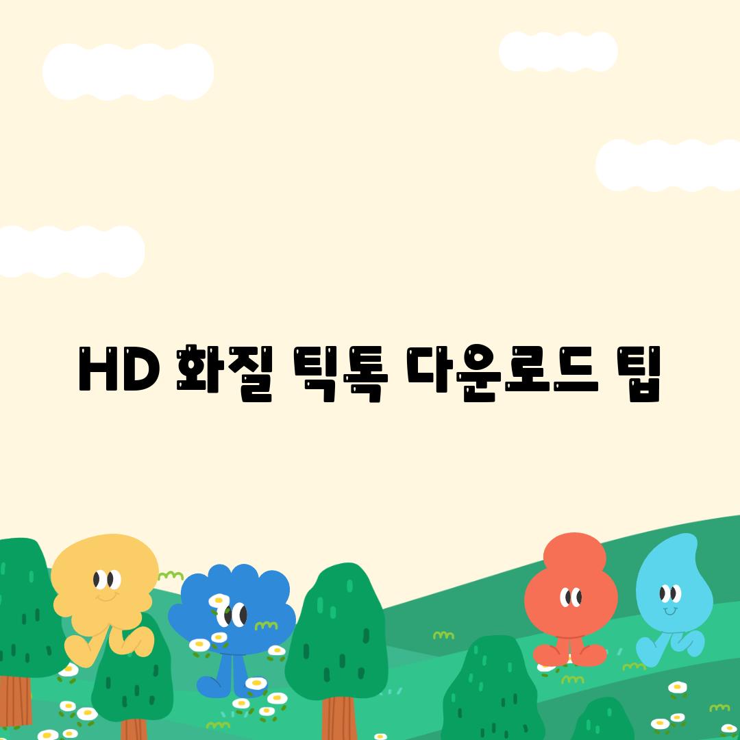 HD 화질 틱톡 다운로드 팁