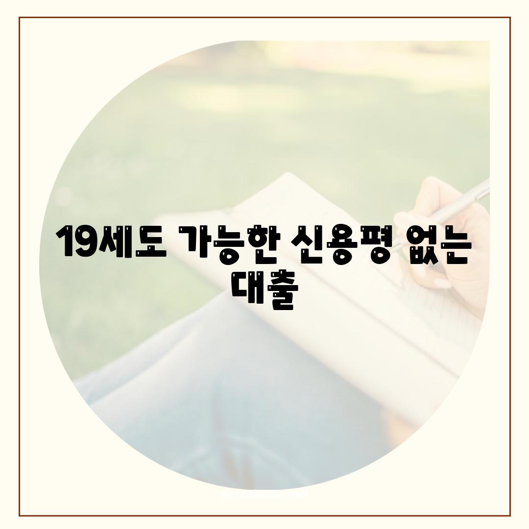 19세도 가능한 신용평 없는 대출