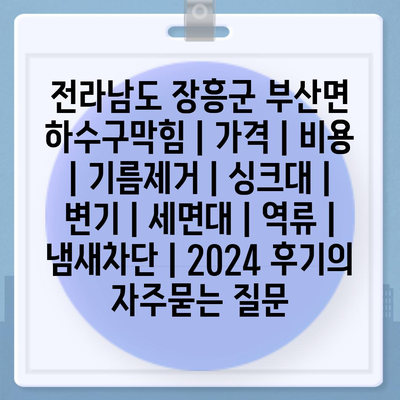 전라남도 장흥군 부산면 하수구막힘 | 가격 | 비용 | 기름제거 | 싱크대 | 변기 | 세면대 | 역류 | 냄새차단 | 2024 후기