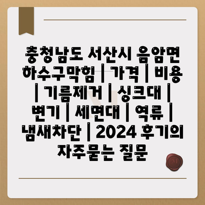 충청남도 서산시 음암면 하수구막힘 | 가격 | 비용 | 기름제거 | 싱크대 | 변기 | 세면대 | 역류 | 냄새차단 | 2024 후기