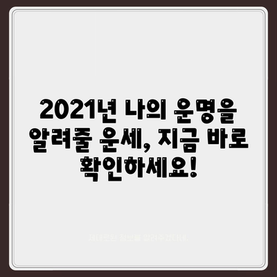 2021 운세 잘맞는곳