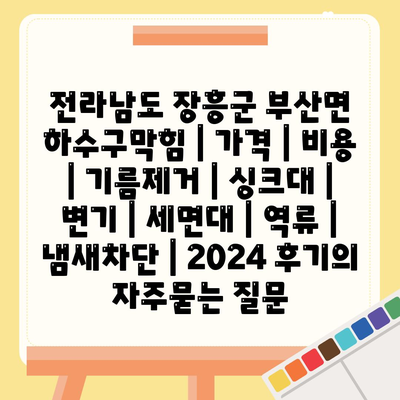 전라남도 장흥군 부산면 하수구막힘 | 가격 | 비용 | 기름제거 | 싱크대 | 변기 | 세면대 | 역류 | 냄새차단 | 2024 후기