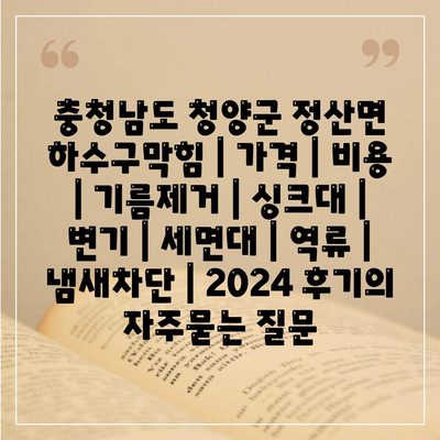 충청남도 청양군 정산면 하수구막힘 | 가격 | 비용 | 기름제거 | 싱크대 | 변기 | 세면대 | 역류 | 냄새차단 | 2024 후기