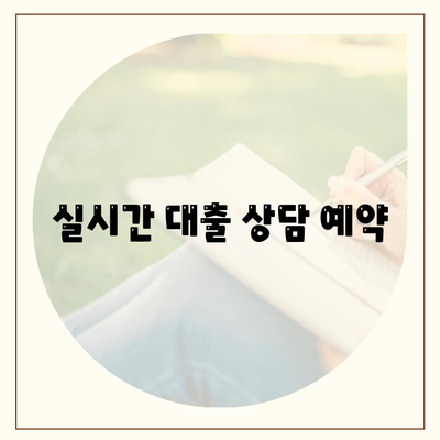 실시간 대출 상담 예약