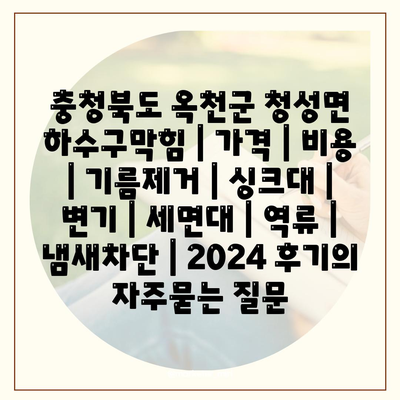 충청북도 옥천군 청성면 하수구막힘 | 가격 | 비용 | 기름제거 | 싱크대 | 변기 | 세면대 | 역류 | 냄새차단 | 2024 후기