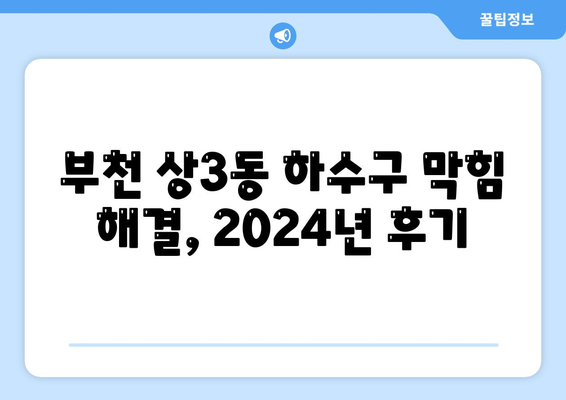 경기도 부천시 상3동 하수구막힘 | 가격 | 비용 | 기름제거 | 싱크대 | 변기 | 세면대 | 역류 | 냄새차단 | 2024 후기