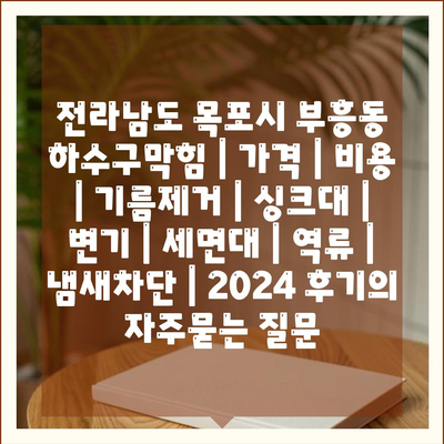 전라남도 목포시 부흥동 하수구막힘 | 가격 | 비용 | 기름제거 | 싱크대 | 변기 | 세면대 | 역류 | 냄새차단 | 2024 후기