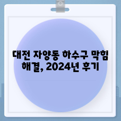 대전시 동구 자양동 하수구막힘 | 가격 | 비용 | 기름제거 | 싱크대 | 변기 | 세면대 | 역류 | 냄새차단 | 2024 후기