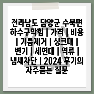 전라남도 담양군 수북면 하수구막힘 | 가격 | 비용 | 기름제거 | 싱크대 | 변기 | 세면대 | 역류 | 냄새차단 | 2024 후기