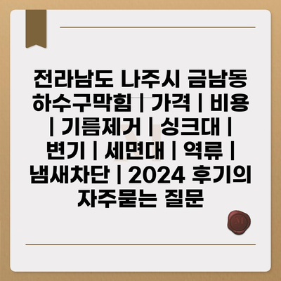 전라남도 나주시 금남동 하수구막힘 | 가격 | 비용 | 기름제거 | 싱크대 | 변기 | 세면대 | 역류 | 냄새차단 | 2024 후기