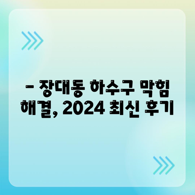 대전시 유성구 장대동 하수구막힘 | 가격 | 비용 | 기름제거 | 싱크대 | 변기 | 세면대 | 역류 | 냄새차단 | 2024 후기