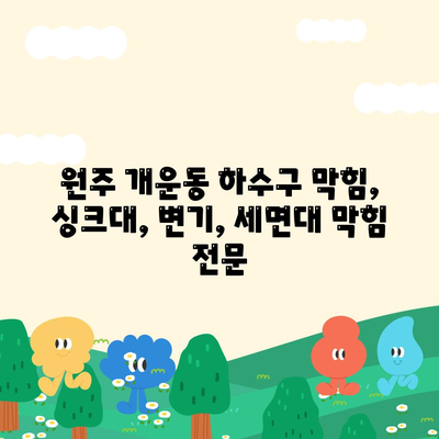 강원도 원주시 개운동 하수구막힘 | 가격 | 비용 | 기름제거 | 싱크대 | 변기 | 세면대 | 역류 | 냄새차단 | 2024 후기