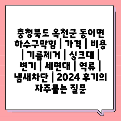 충청북도 옥천군 동이면 하수구막힘 | 가격 | 비용 | 기름제거 | 싱크대 | 변기 | 세면대 | 역류 | 냄새차단 | 2024 후기