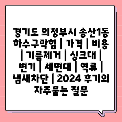 경기도 의정부시 송산1동 하수구막힘 | 가격 | 비용 | 기름제거 | 싱크대 | 변기 | 세면대 | 역류 | 냄새차단 | 2024 후기