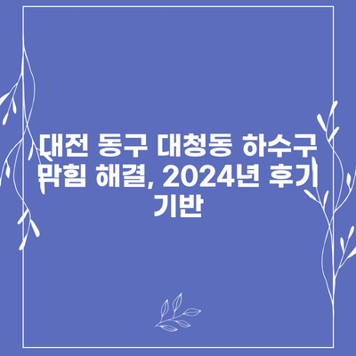 대전시 동구 대청동 하수구막힘 | 가격 | 비용 | 기름제거 | 싱크대 | 변기 | 세면대 | 역류 | 냄새차단 | 2024 후기