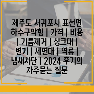 제주도 서귀포시 표선면 하수구막힘 | 가격 | 비용 | 기름제거 | 싱크대 | 변기 | 세면대 | 역류 | 냄새차단 | 2024 후기