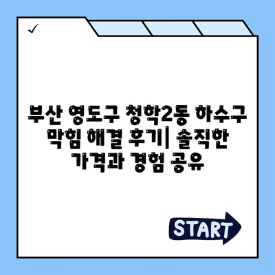 부산시 영도구 청학2동 하수구막힘 | 가격 | 비용 | 기름제거 | 싱크대 | 변기 | 세면대 | 역류 | 냄새차단 | 2024 후기