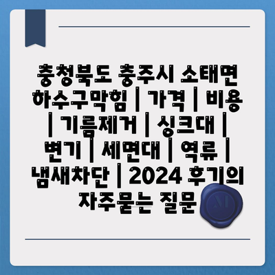 충청북도 충주시 소태면 하수구막힘 | 가격 | 비용 | 기름제거 | 싱크대 | 변기 | 세면대 | 역류 | 냄새차단 | 2024 후기