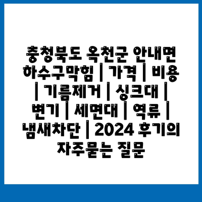 충청북도 옥천군 안내면 하수구막힘 | 가격 | 비용 | 기름제거 | 싱크대 | 변기 | 세면대 | 역류 | 냄새차단 | 2024 후기