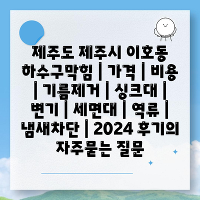 제주도 제주시 이호동 하수구막힘 | 가격 | 비용 | 기름제거 | 싱크대 | 변기 | 세면대 | 역류 | 냄새차단 | 2024 후기