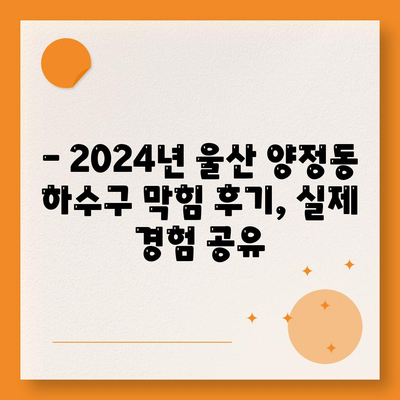 울산시 북구 양정동 하수구막힘 | 가격 | 비용 | 기름제거 | 싱크대 | 변기 | 세면대 | 역류 | 냄새차단 | 2024 후기