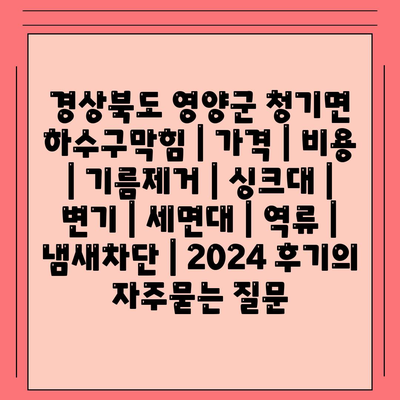 경상북도 영양군 청기면 하수구막힘 | 가격 | 비용 | 기름제거 | 싱크대 | 변기 | 세면대 | 역류 | 냄새차단 | 2024 후기