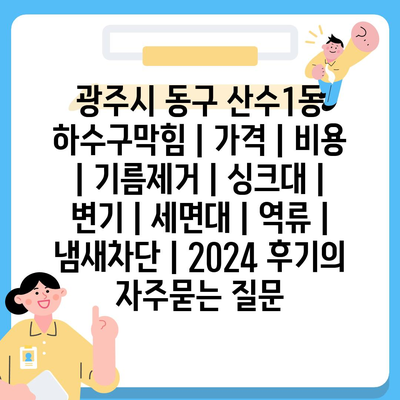 광주시 동구 산수1동 하수구막힘 | 가격 | 비용 | 기름제거 | 싱크대 | 변기 | 세면대 | 역류 | 냄새차단 | 2024 후기