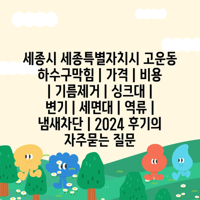 세종시 세종특별자치시 고운동 하수구막힘 | 가격 | 비용 | 기름제거 | 싱크대 | 변기 | 세면대 | 역류 | 냄새차단 | 2024 후기