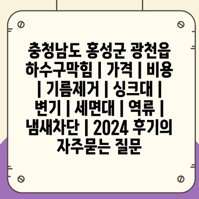 충청남도 홍성군 광천읍 하수구막힘 | 가격 | 비용 | 기름제거 | 싱크대 | 변기 | 세면대 | 역류 | 냄새차단 | 2024 후기