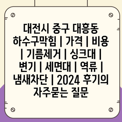 대전시 중구 대흥동 하수구막힘 | 가격 | 비용 | 기름제거 | 싱크대 | 변기 | 세면대 | 역류 | 냄새차단 | 2024 후기