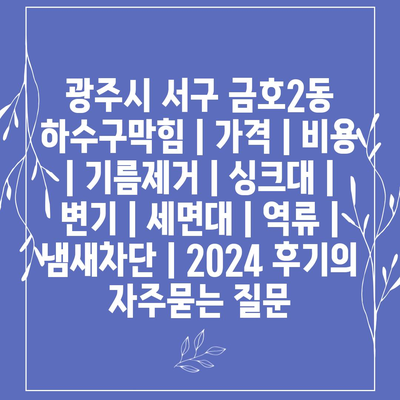 광주시 서구 금호2동 하수구막힘 | 가격 | 비용 | 기름제거 | 싱크대 | 변기 | 세면대 | 역류 | 냄새차단 | 2024 후기