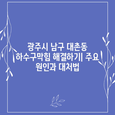 광주시 남구 대촌동 하수구막힘 | 가격 | 비용 | 기름제거 | 싱크대 | 변기 | 세면대 | 역류 | 냄새차단 | 2024 후기