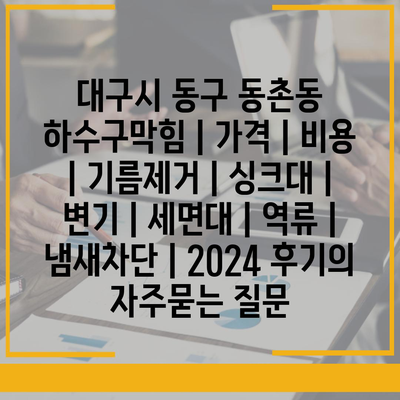 대구시 동구 동촌동 하수구막힘 | 가격 | 비용 | 기름제거 | 싱크대 | 변기 | 세면대 | 역류 | 냄새차단 | 2024 후기