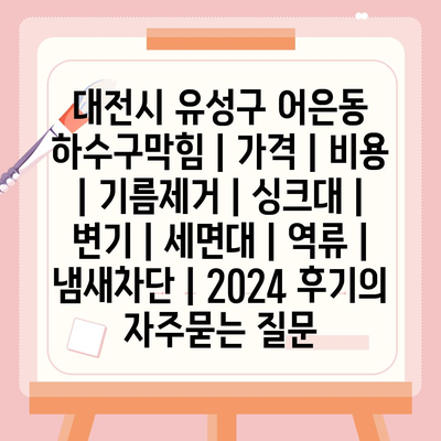 대전시 유성구 어은동 하수구막힘 | 가격 | 비용 | 기름제거 | 싱크대 | 변기 | 세면대 | 역류 | 냄새차단 | 2024 후기