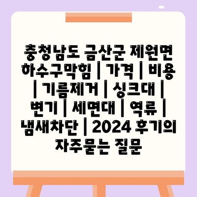 충청남도 금산군 제원면 하수구막힘 | 가격 | 비용 | 기름제거 | 싱크대 | 변기 | 세면대 | 역류 | 냄새차단 | 2024 후기