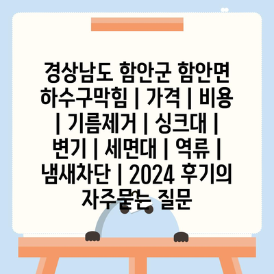 경상남도 함안군 함안면 하수구막힘 | 가격 | 비용 | 기름제거 | 싱크대 | 변기 | 세면대 | 역류 | 냄새차단 | 2024 후기