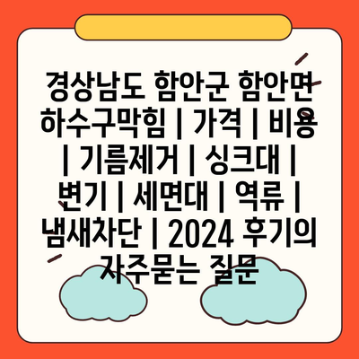 경상남도 함안군 함안면 하수구막힘 | 가격 | 비용 | 기름제거 | 싱크대 | 변기 | 세면대 | 역류 | 냄새차단 | 2024 후기