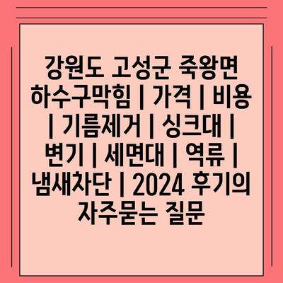 강원도 고성군 죽왕면 하수구막힘 | 가격 | 비용 | 기름제거 | 싱크대 | 변기 | 세면대 | 역류 | 냄새차단 | 2024 후기