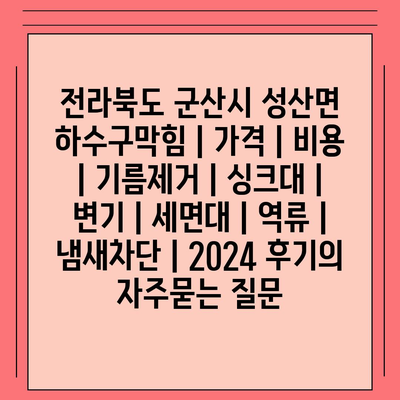 전라북도 군산시 성산면 하수구막힘 | 가격 | 비용 | 기름제거 | 싱크대 | 변기 | 세면대 | 역류 | 냄새차단 | 2024 후기