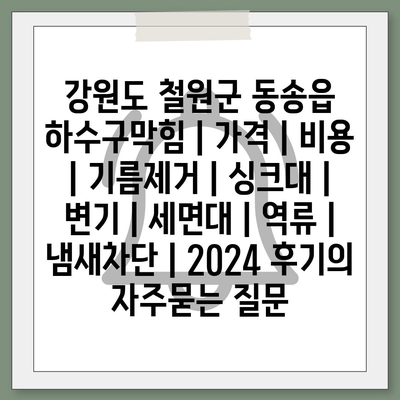 강원도 철원군 동송읍 하수구막힘 | 가격 | 비용 | 기름제거 | 싱크대 | 변기 | 세면대 | 역류 | 냄새차단 | 2024 후기