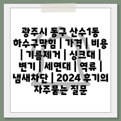 광주시 동구 산수1동 하수구막힘 | 가격 | 비용 | 기름제거 | 싱크대 | 변기 | 세면대 | 역류 | 냄새차단 | 2024 후기