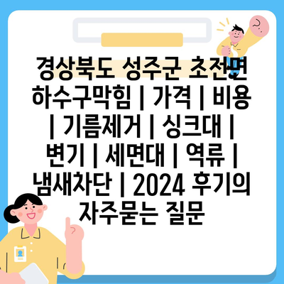 경상북도 성주군 초전면 하수구막힘 | 가격 | 비용 | 기름제거 | 싱크대 | 변기 | 세면대 | 역류 | 냄새차단 | 2024 후기