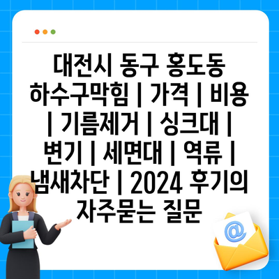 대전시 동구 홍도동 하수구막힘 | 가격 | 비용 | 기름제거 | 싱크대 | 변기 | 세면대 | 역류 | 냄새차단 | 2024 후기