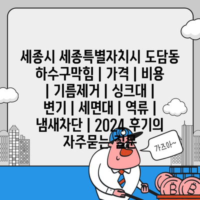 세종시 세종특별자치시 도담동 하수구막힘 | 가격 | 비용 | 기름제거 | 싱크대 | 변기 | 세면대 | 역류 | 냄새차단 | 2024 후기