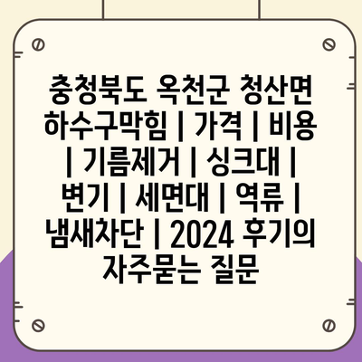 충청북도 옥천군 청산면 하수구막힘 | 가격 | 비용 | 기름제거 | 싱크대 | 변기 | 세면대 | 역류 | 냄새차단 | 2024 후기