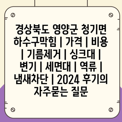 경상북도 영양군 청기면 하수구막힘 | 가격 | 비용 | 기름제거 | 싱크대 | 변기 | 세면대 | 역류 | 냄새차단 | 2024 후기