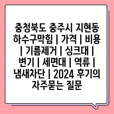 충청북도 충주시 지현동 하수구막힘 | 가격 | 비용 | 기름제거 | 싱크대 | 변기 | 세면대 | 역류 | 냄새차단 | 2024 후기