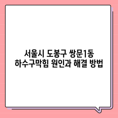 서울시 도봉구 쌍문1동 하수구막힘 | 가격 | 비용 | 기름제거 | 싱크대 | 변기 | 세면대 | 역류 | 냄새차단 | 2024 후기