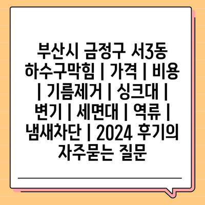 부산시 금정구 서3동 하수구막힘 | 가격 | 비용 | 기름제거 | 싱크대 | 변기 | 세면대 | 역류 | 냄새차단 | 2024 후기